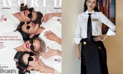 Ý Nhi lên bìa tạp chí Miss World cùng các đại diện Thái Lan, Úc và New Zealand