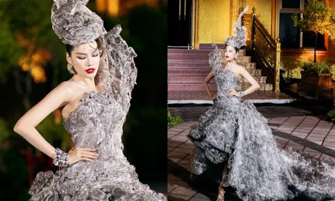 Bộ váy 20kg khiến Lê Hoàng Phương hóa nữ hoàng khi làm vedette
