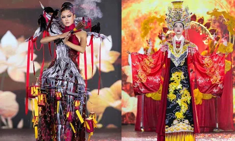 Thí sinh Miss Grand Vietnam "đội mưa" trình diễn trang phục dân tộc, Hoa hậu Tiểu Vy "đẹp xuất thần" 