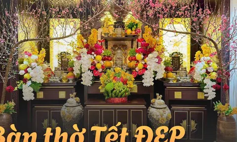 Mùng 1 Tết ngắm ban thờ gia tiên đẹp chấn động: Đúng lễ nghi chuẩn phong thuỷ, cả cõi mạng cùng trầm trồ