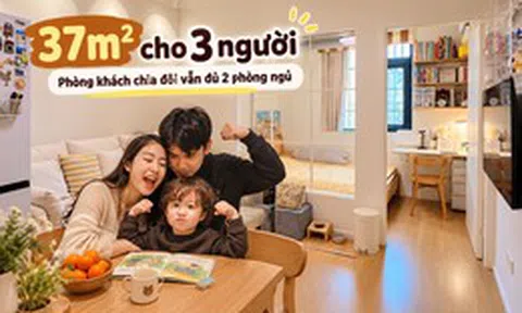 Căn hộ cũ 37m² ở trung tâm thành phố: Chia đôi phòng khách làm thêm phòng ngủ, gia đình 3 người vẫn sống thoải mái