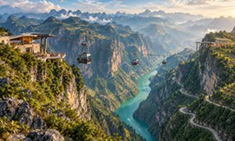 Cung đèo dài 20 km, đỉnh cao nhất tới 1.400 m đang được nghiên cứu làm tuyến cáp treo: Xung quanh bao bọc bởi rừng già và núi đá, đường lên hiện tại quanh co, hiểm trở