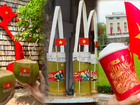 Những quán đồ uống ngập sắc cờ kỷ niệm 50 năm thống nhất đất nước