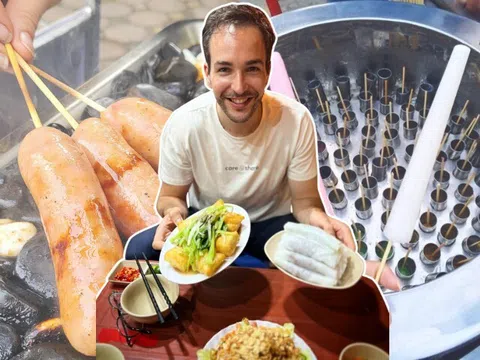 TikToker người Pháp cầm 100.000 đồng “phá đảo” loạt món ăn vặt tại hội làng Bắc Ninh, ăn gì cũng khen ngon hết lời