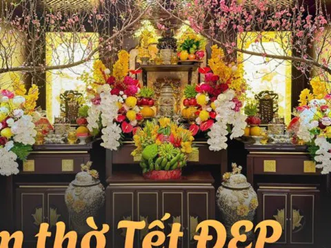 Mùng 1 Tết ngắm ban thờ gia tiên đẹp chấn động: Đúng lễ nghi chuẩn phong thuỷ, cả cõi mạng cùng trầm trồ