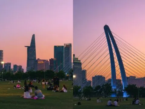 Bãi cỏ công viên chiều hoàng hôn: Khoảng không "chữa lành" giữa lòng phố thị