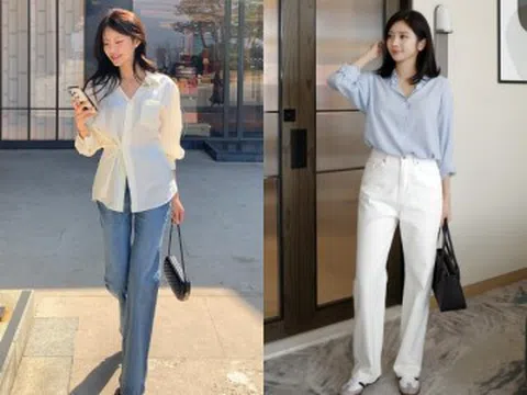Mùa Thu muốn mặc đẹp mà không cần nghĩ nhiều, chị em cứ phối sơ mi dài tay với quần jeans là "chuẩn bài"